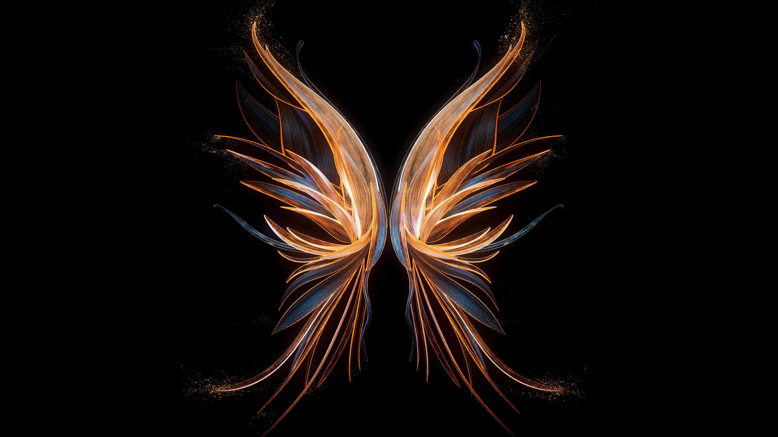 Free photo Dark background with wings of fire
