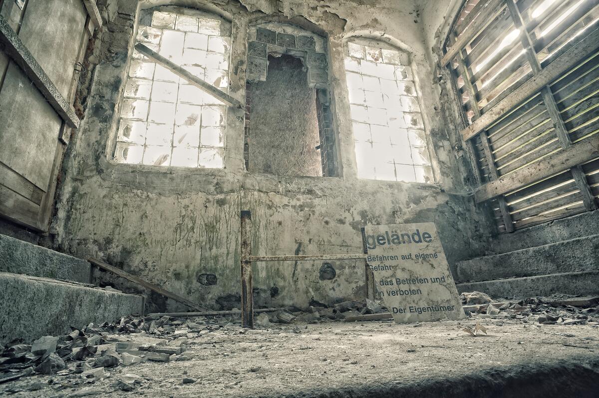 Inside an old abandoned building
