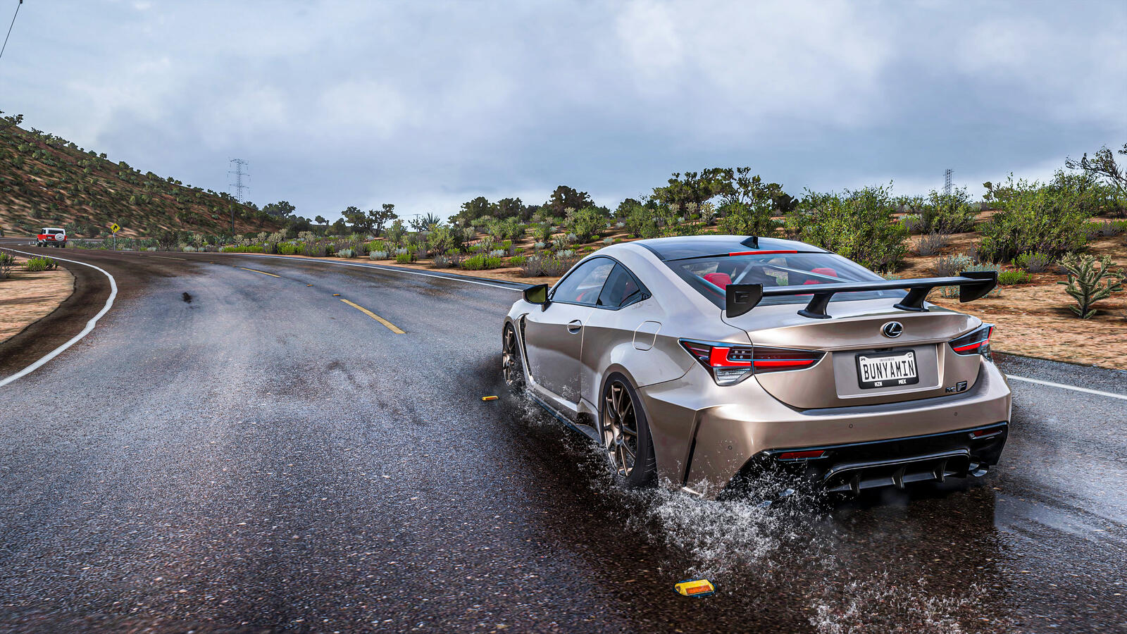 Бесплатное фото Lexus из игры Forza Horizon 5 во время дождя