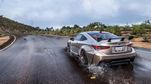Lexus from the game Forza Horizon 5 in the rain