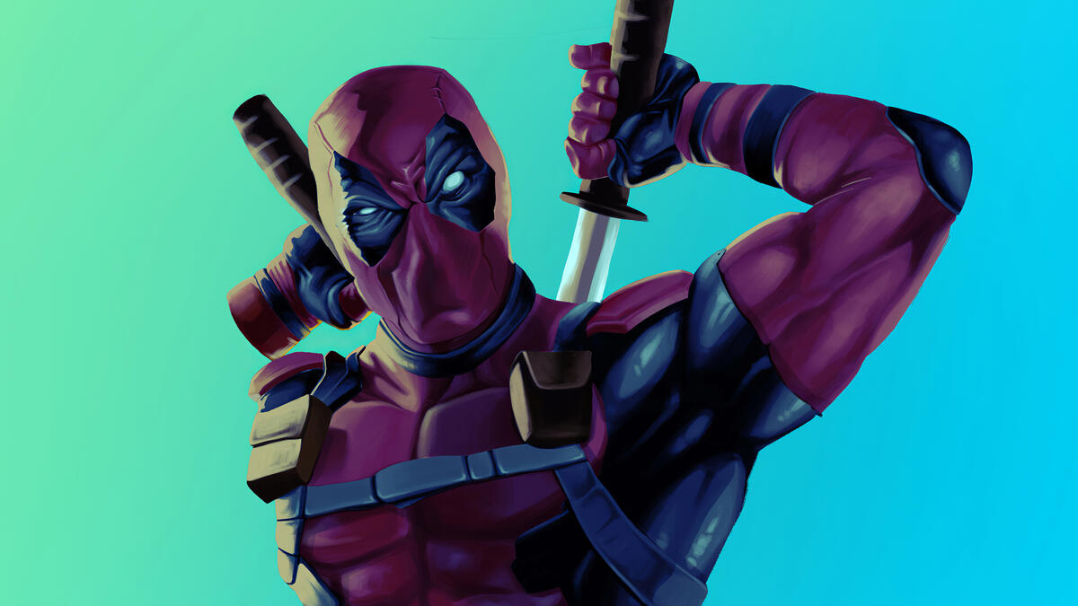 Deadpool on a colored background