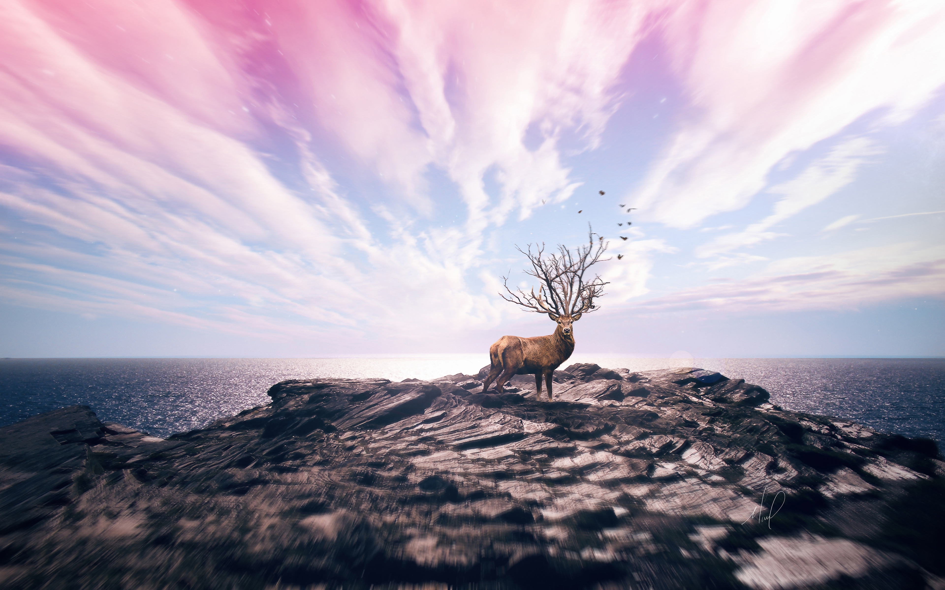 Бесплатное фото Рисунок оленя с ветвями дерева вместо рогов