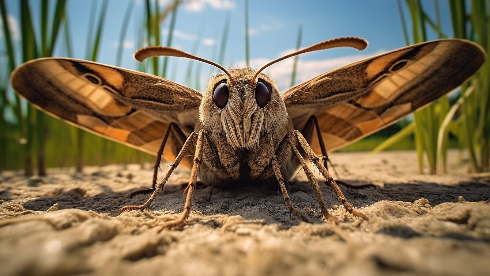 Бесплатное фото Бабочка сидит на песке
