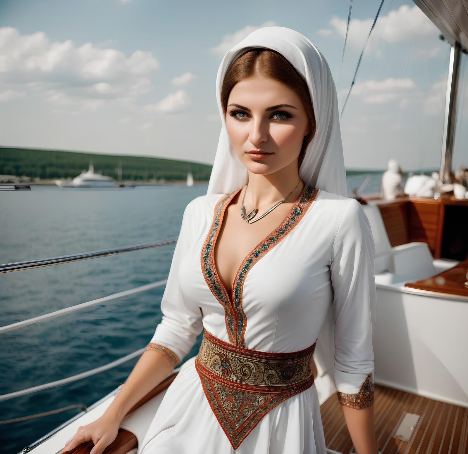 Free photo A girl on a yacht