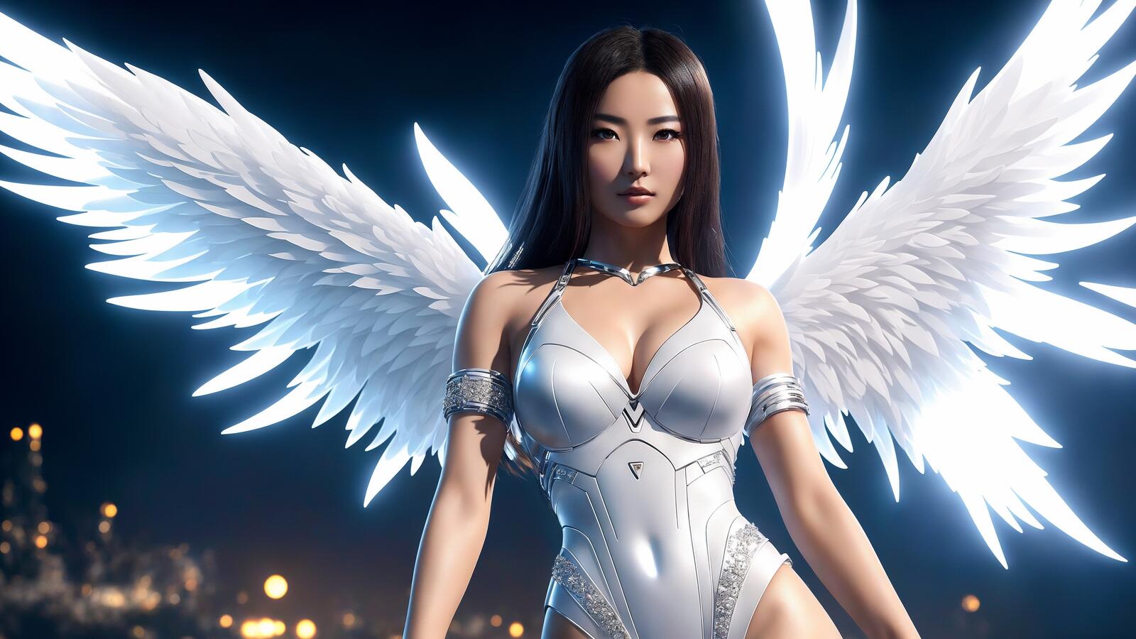 Free photo An angel with an Asian appearance