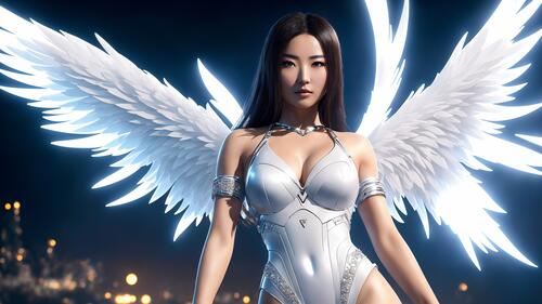 An angel with an Asian appearance