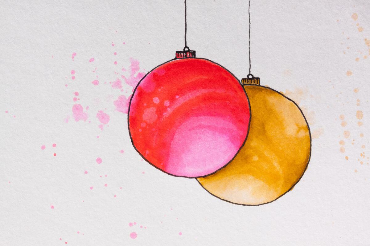 Нарисованные новогодние шарики