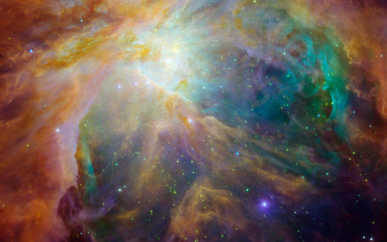 Free photo A colorful nebula with a cradle of stars