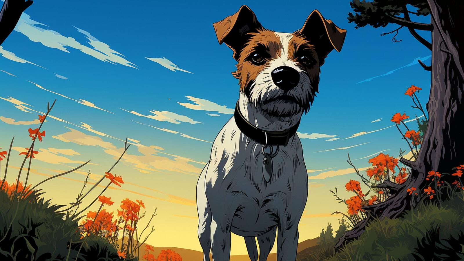 Бесплатное фото Рисунок собаки в поле