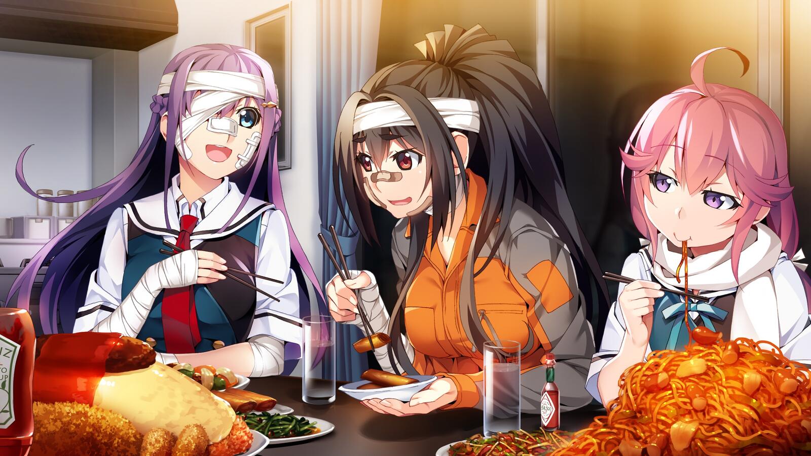 Обои аниме подруги еда на рабочий стол