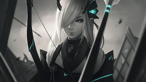 Anime girl with a bow and arrow.
