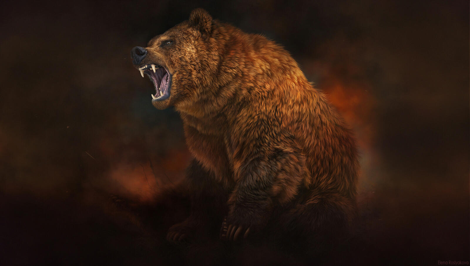 Free photo Drawing of a brown bear