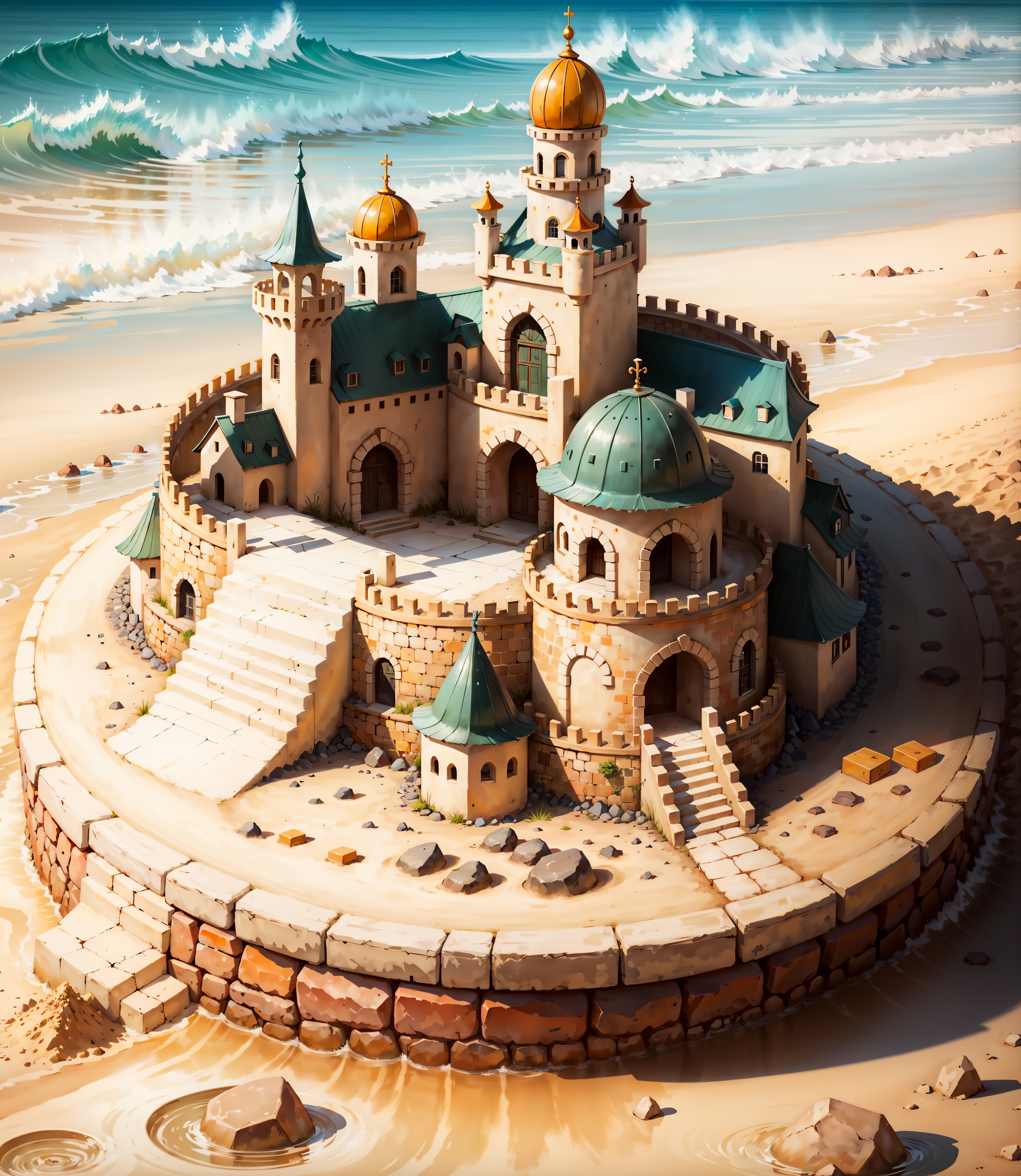 沙滩上的迷你城堡