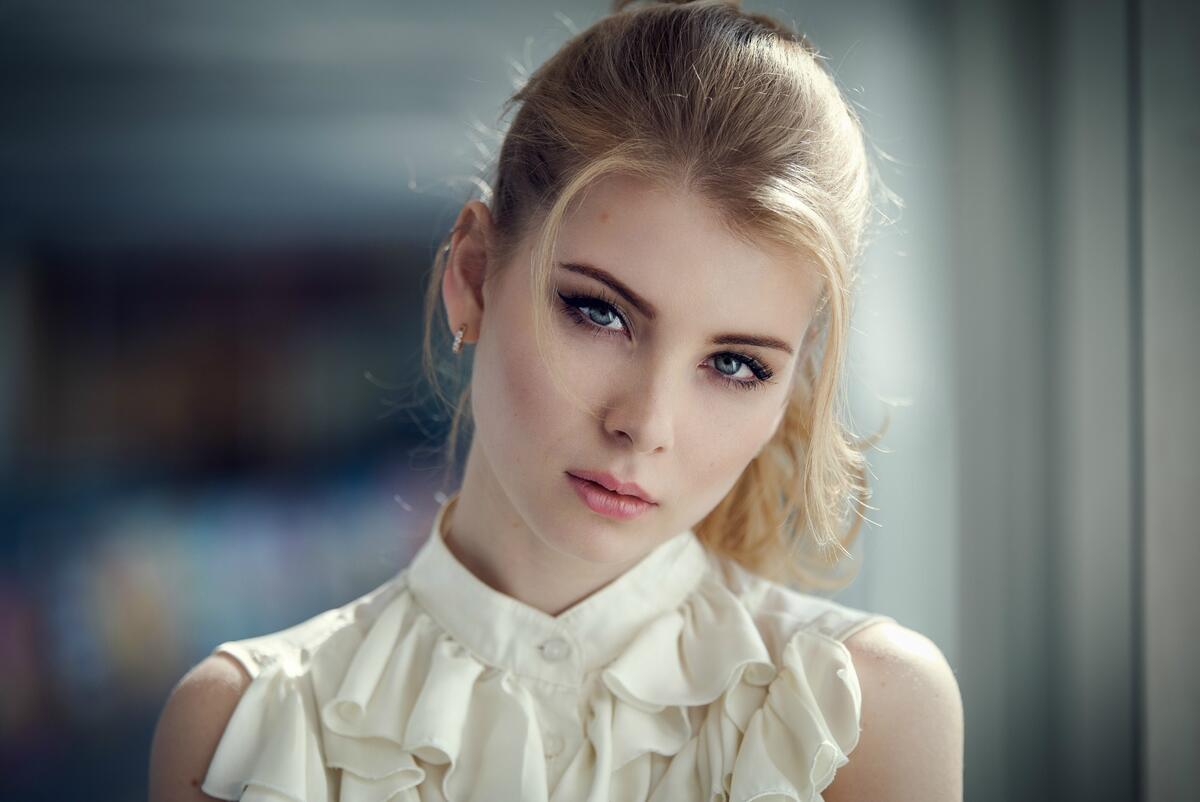 Portrait of fair-haired Irina Popova