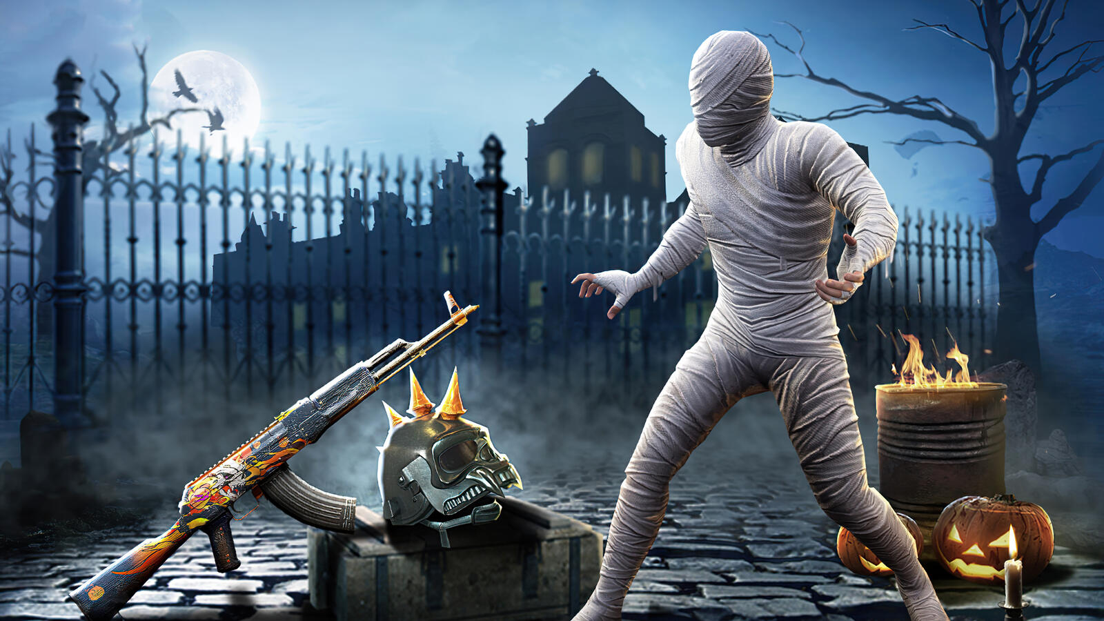 Free photo The mummy goes after the machine in Playerunknowns Battlegrounds