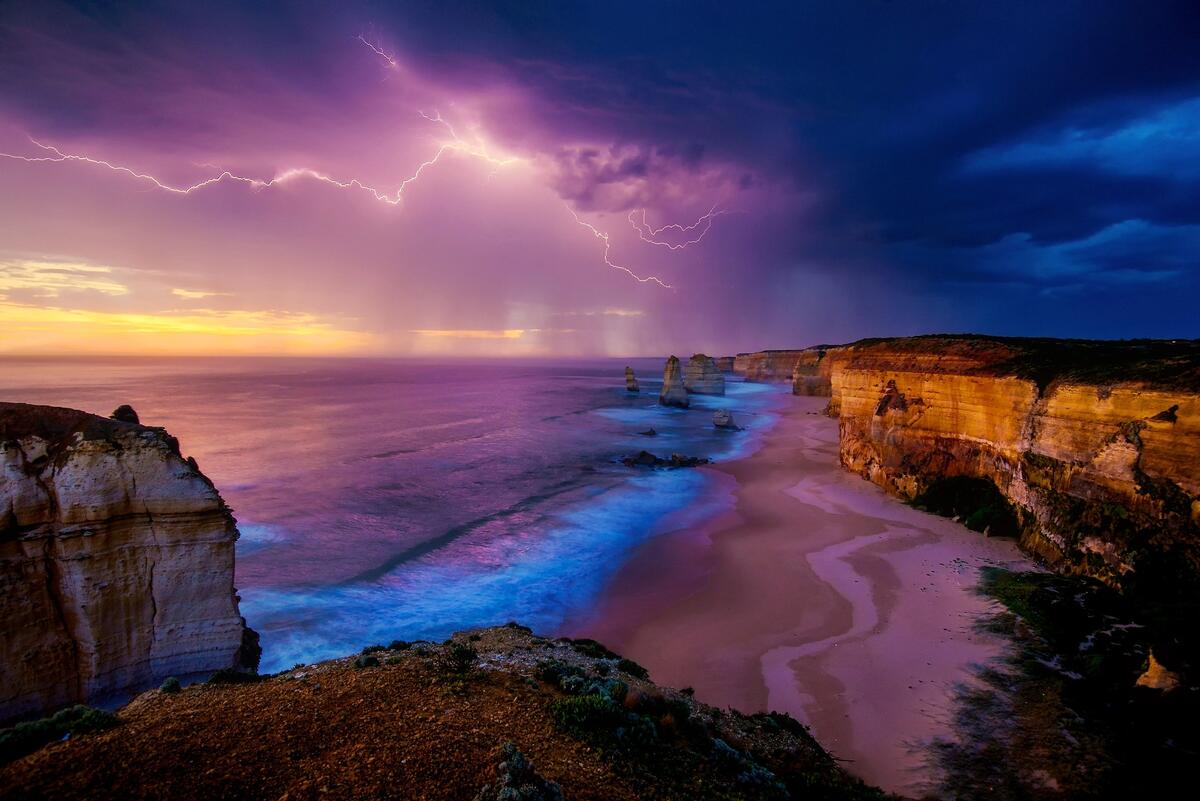 A beautiful evening landscape with thunderous skies