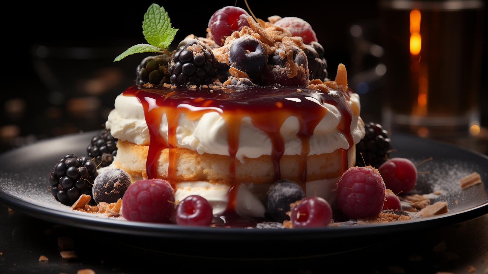 Бесплатное фото Вкусный фруктовый пирог с кленовым сиропом