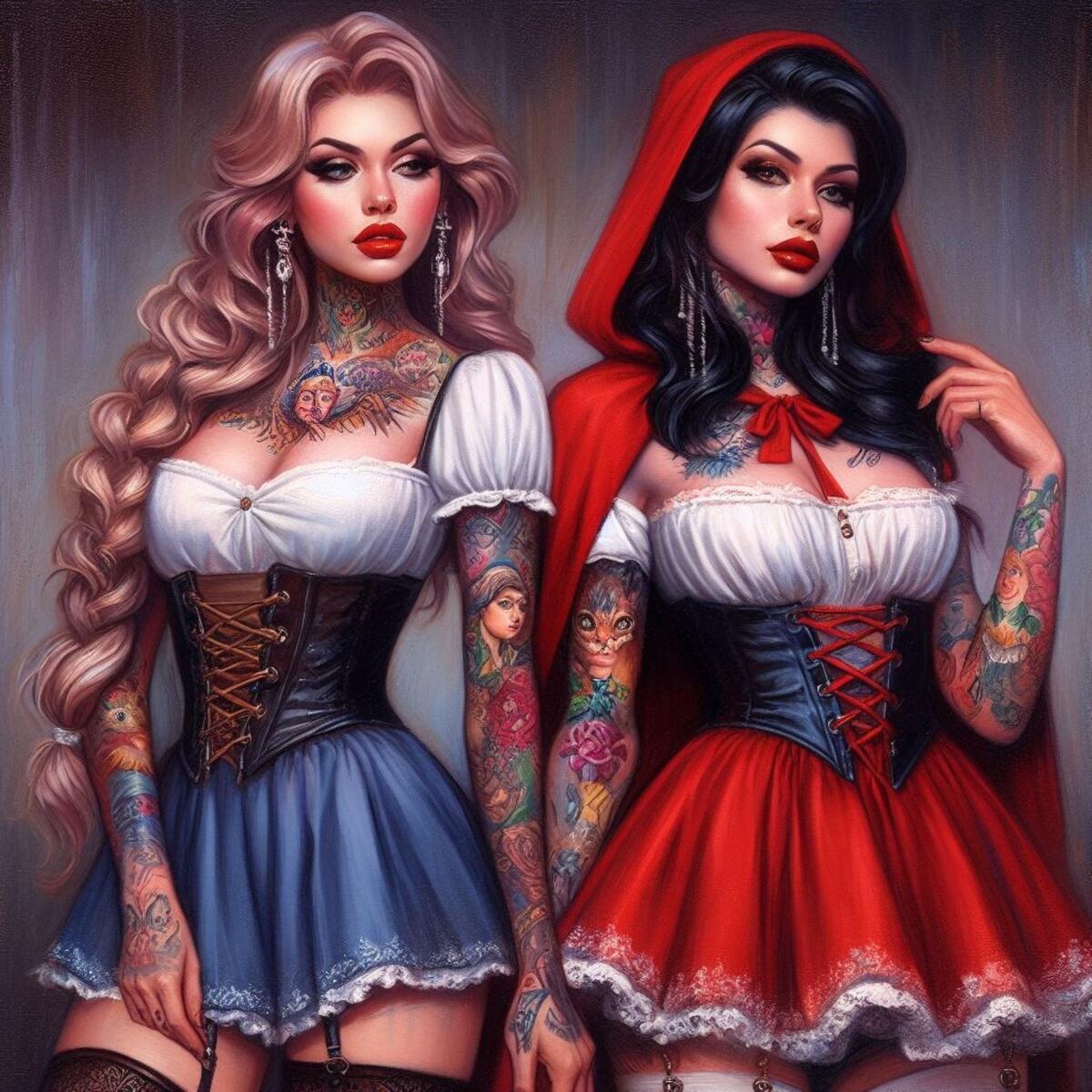 Girlfriends with tattoos