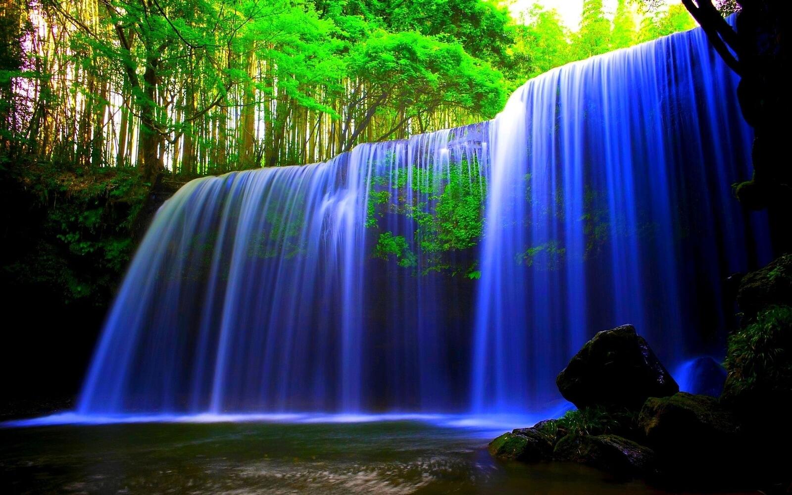 Бесплатное фото Летний водопад в лесу