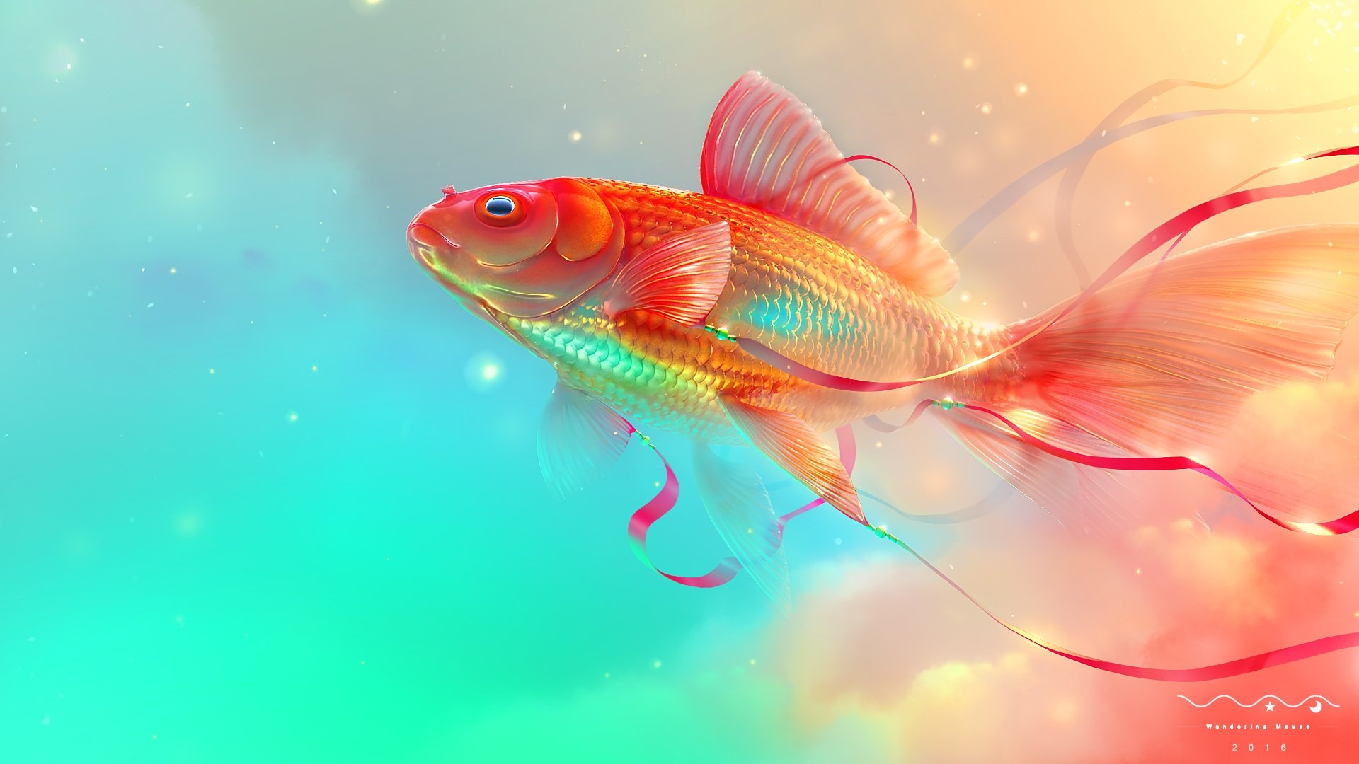 Абстрактная золотая рыбка