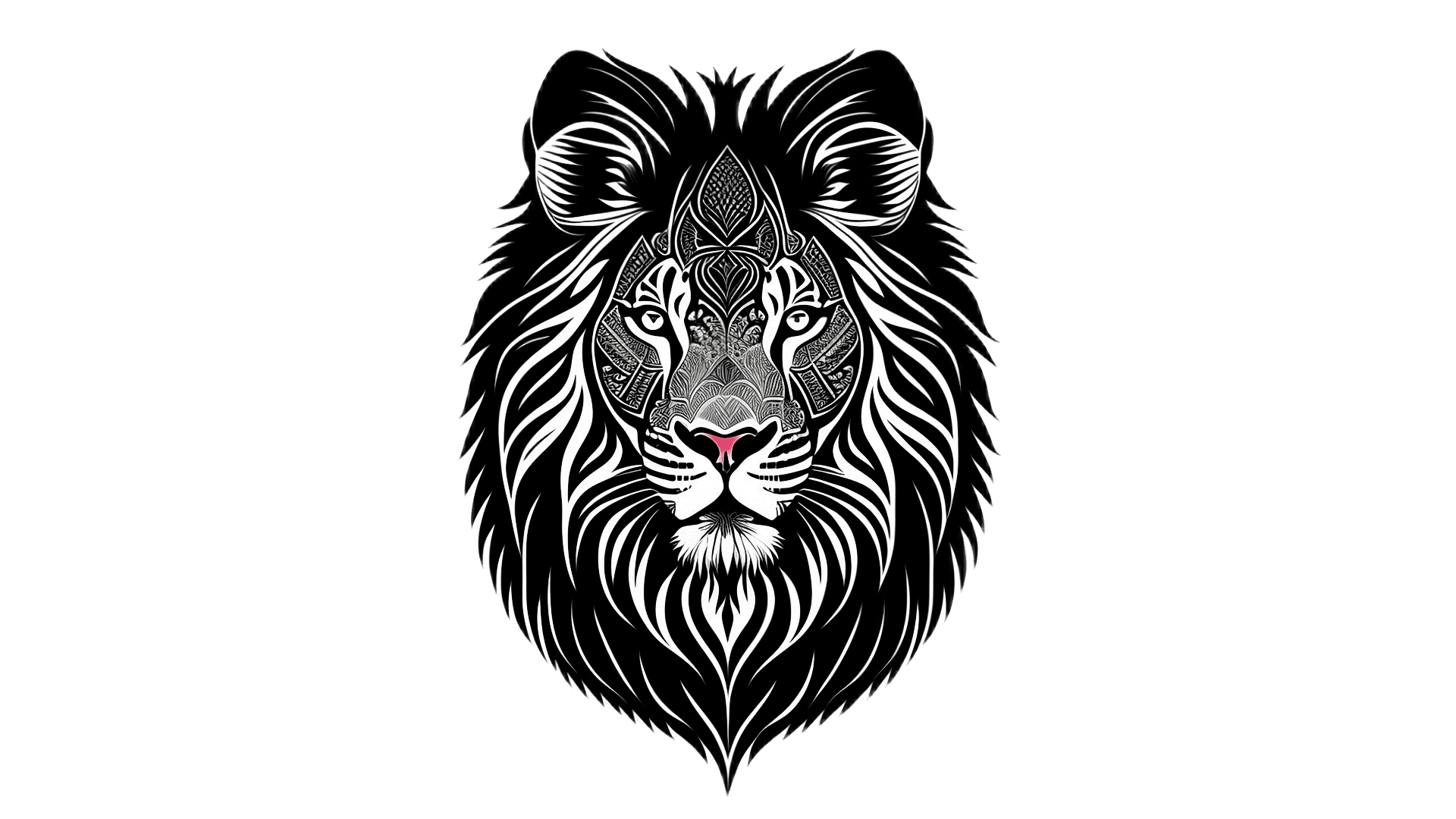 Free photo Drawing of a lion`s head on a white background