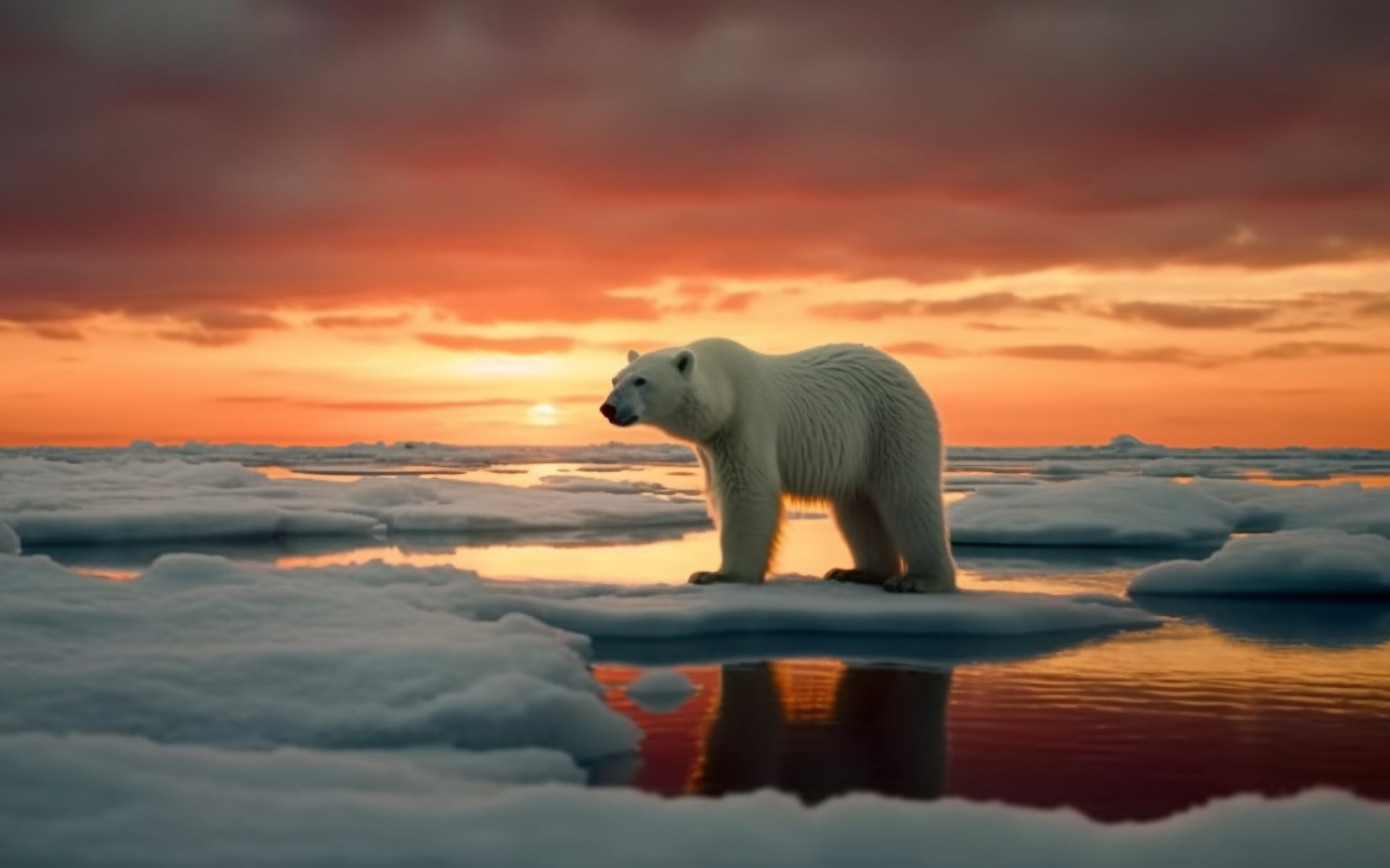 Бесплатное фото Белый медведь на льдине