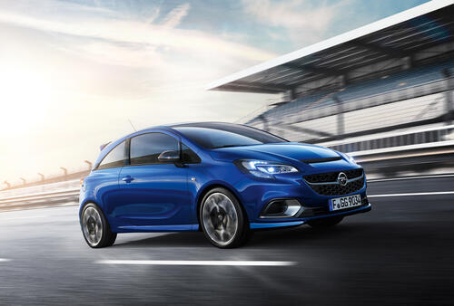 Opel Corsa blue color side view