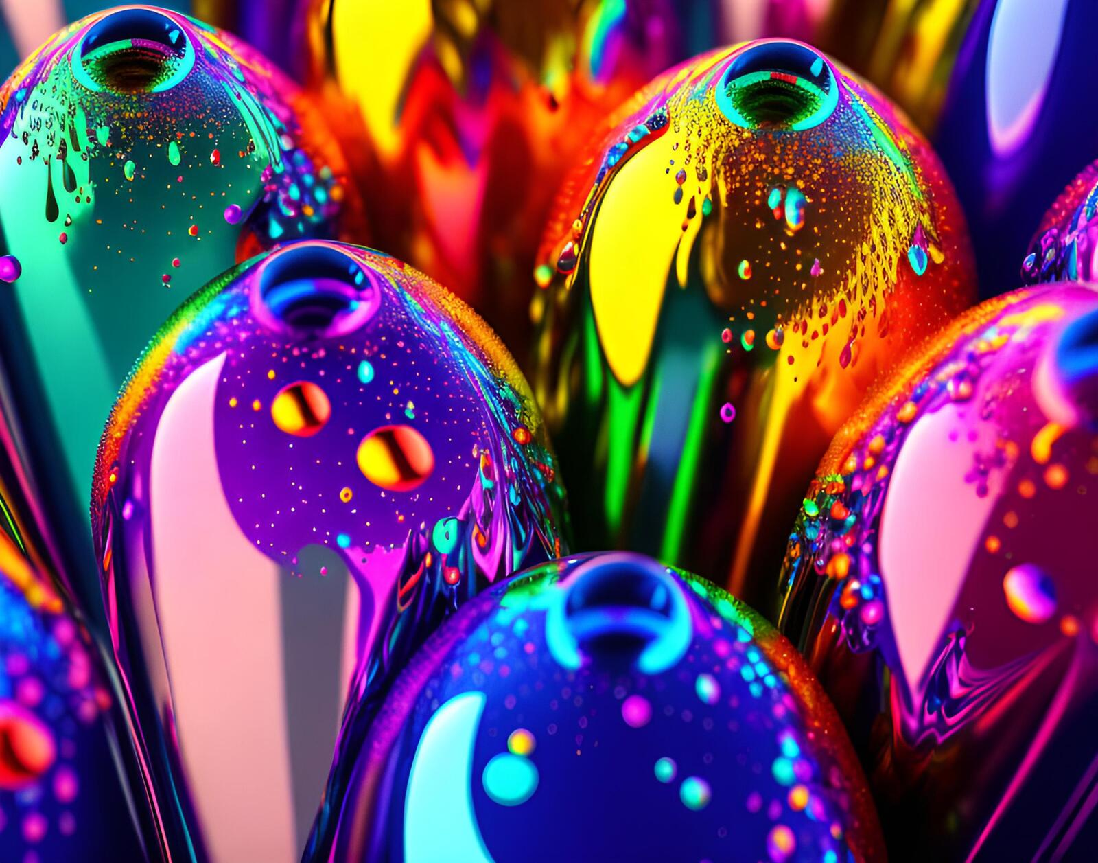 Free photo Bright paint drops with reflection