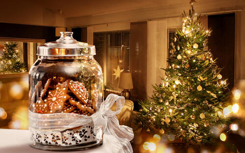 A big jar of Christmas cookies