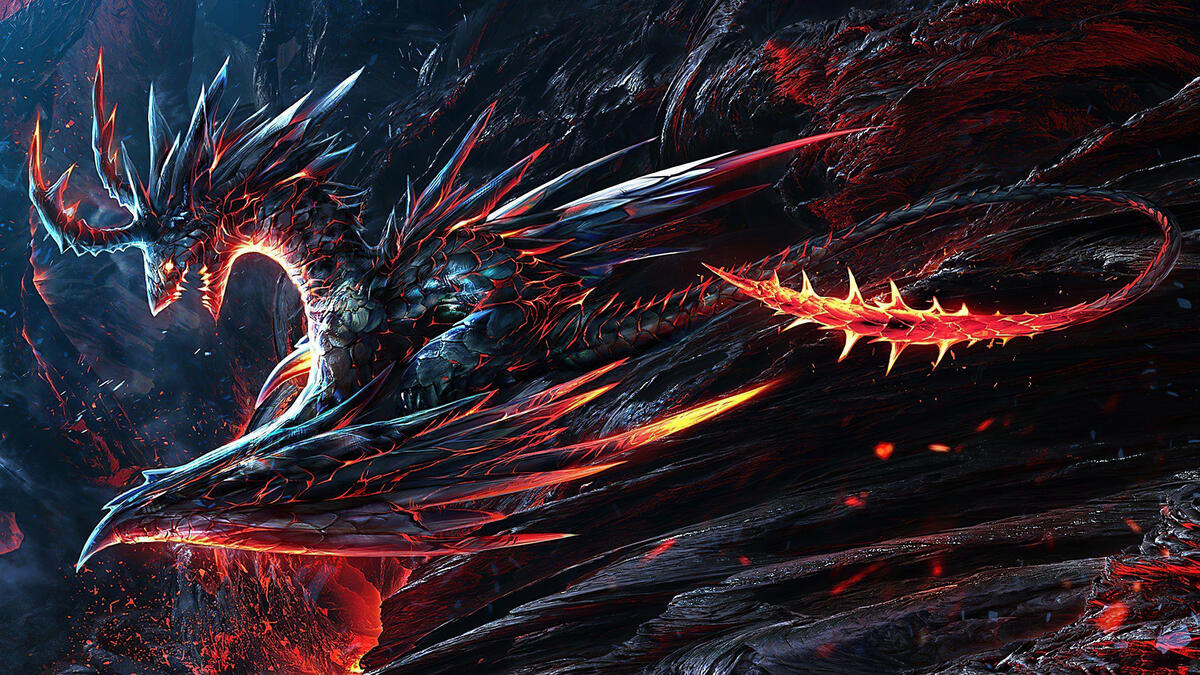 Картинка с крутым огненным драконом