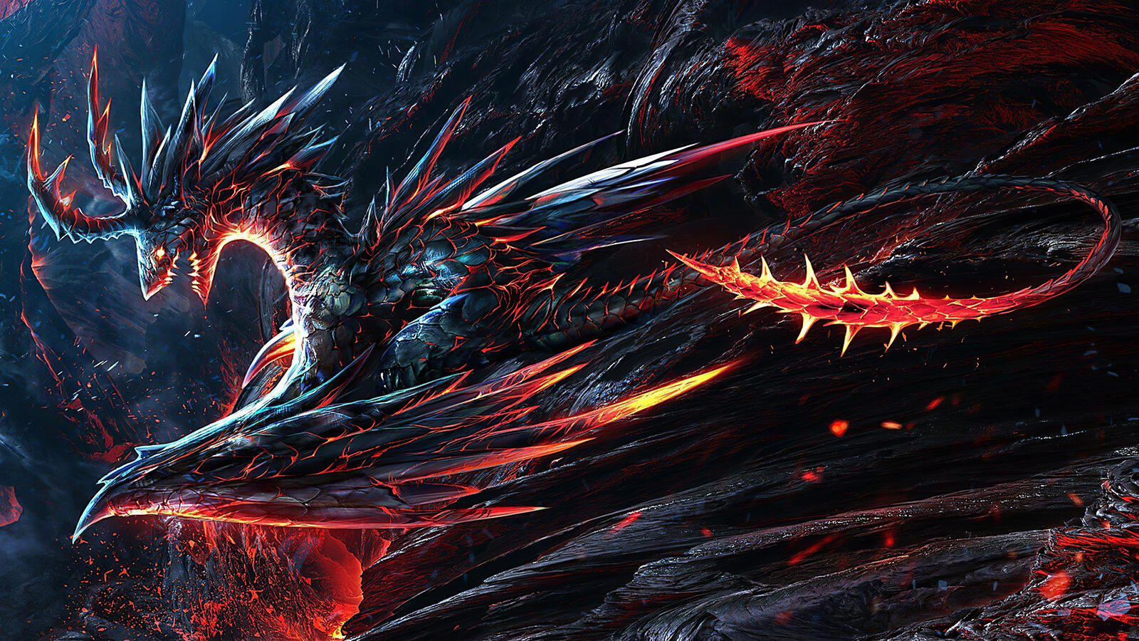 Бесплатное фото Картинка с крутым огненным драконом