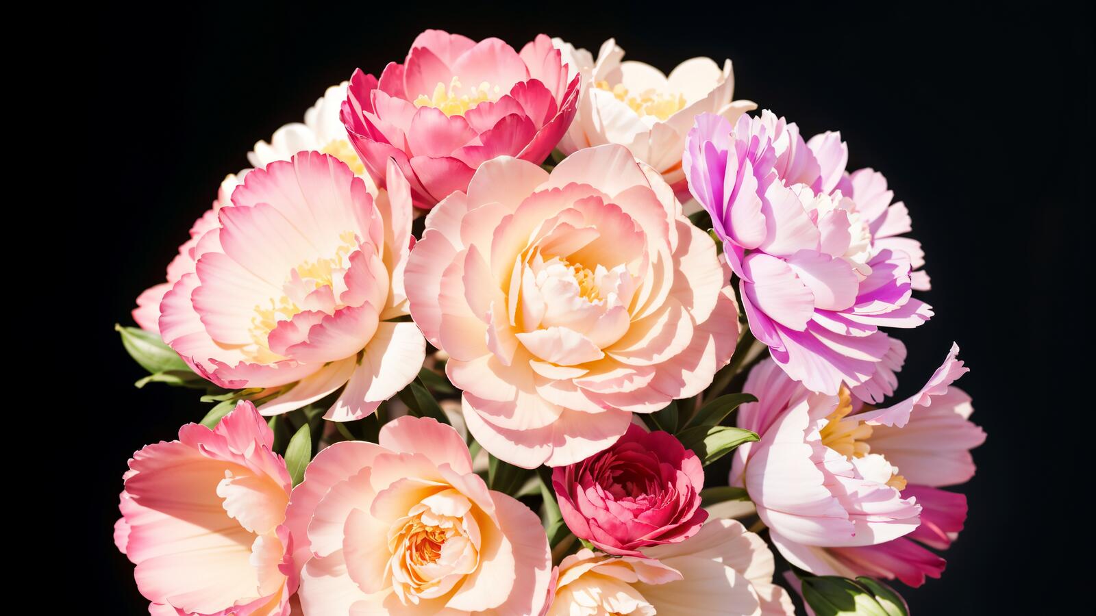Бесплатное фото Букет из пионов ярких цветов