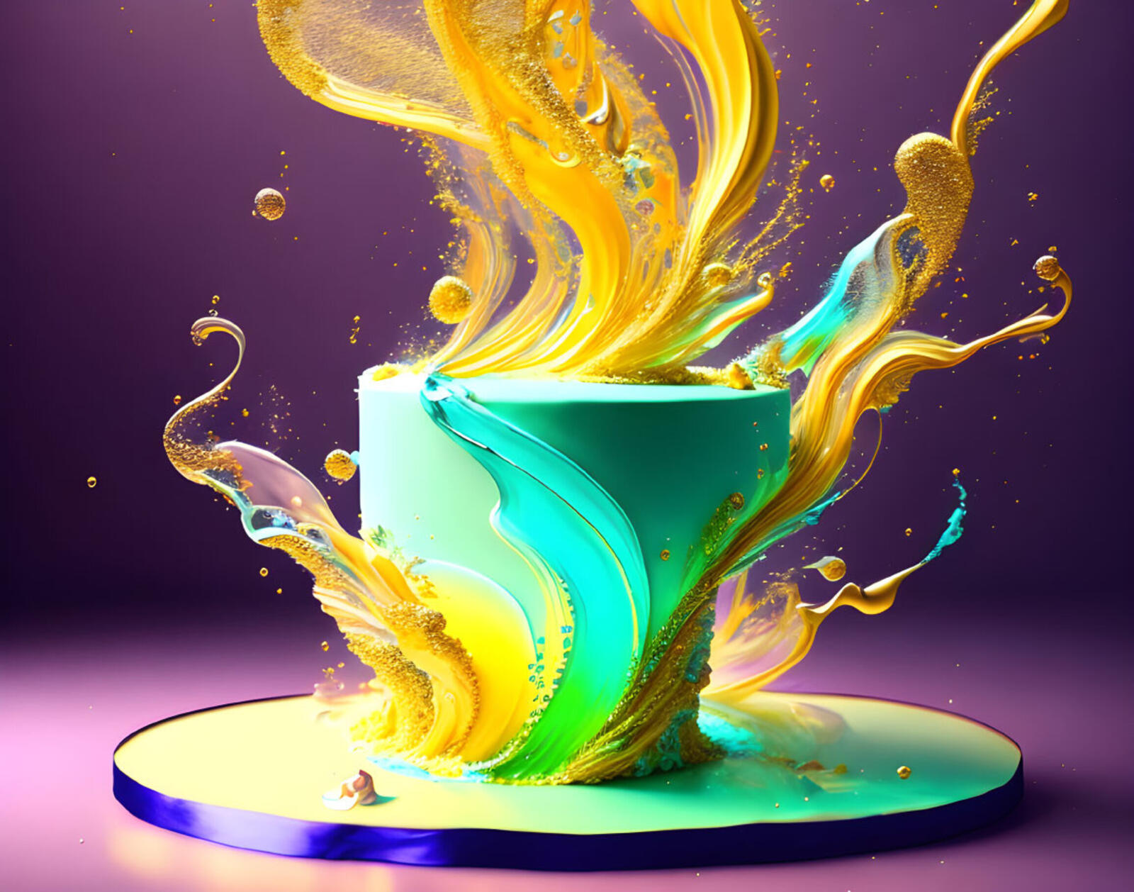 Бесплатное фото Разноцветный всплеск чаши