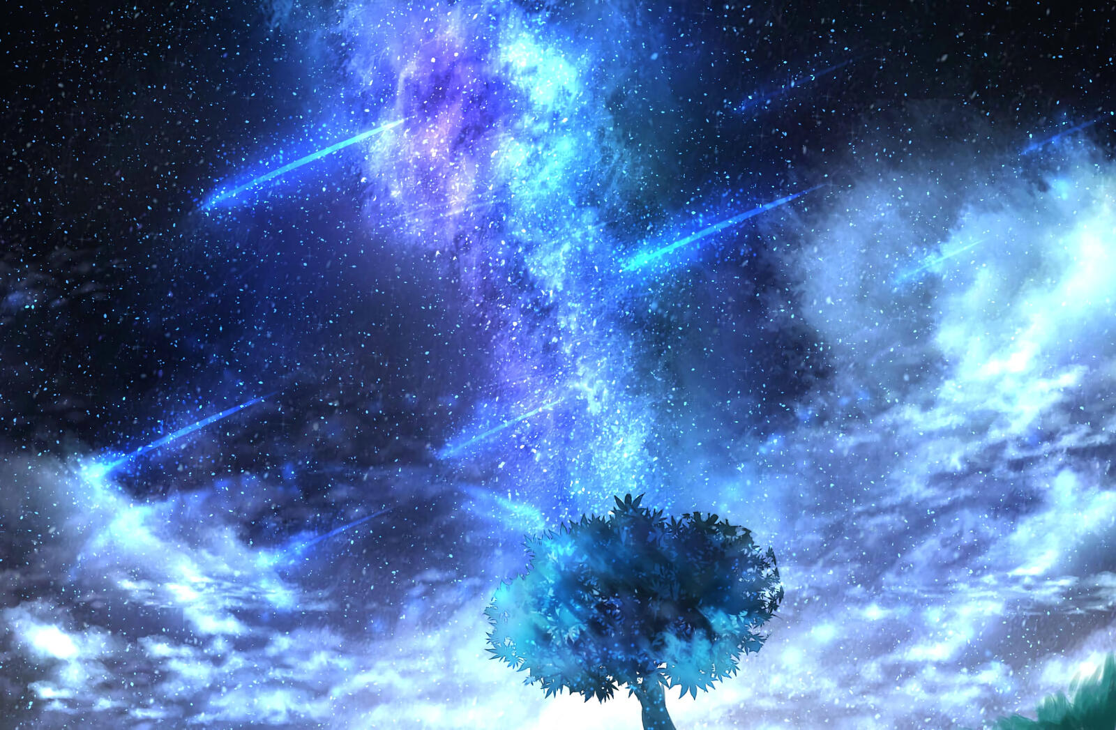 Бесплатное фото Падающие звезды в фантастическом небе