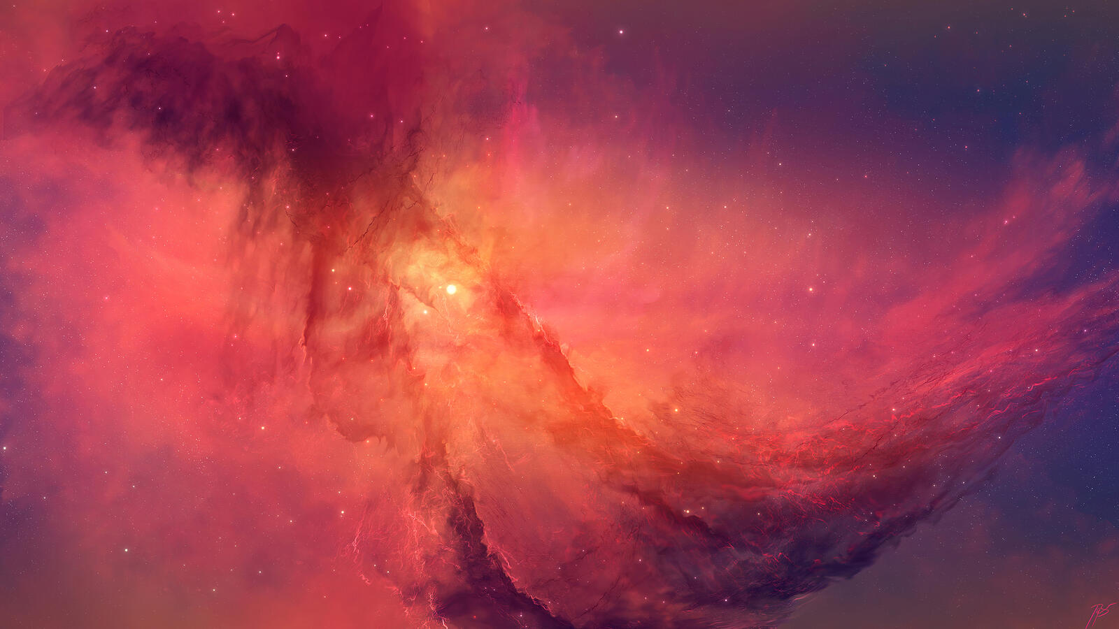 Free photo A beautiful red nebula