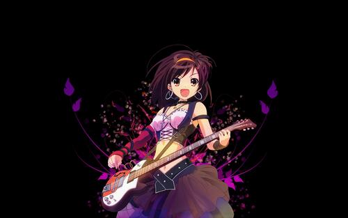 Аниме девочка играет на гитаре