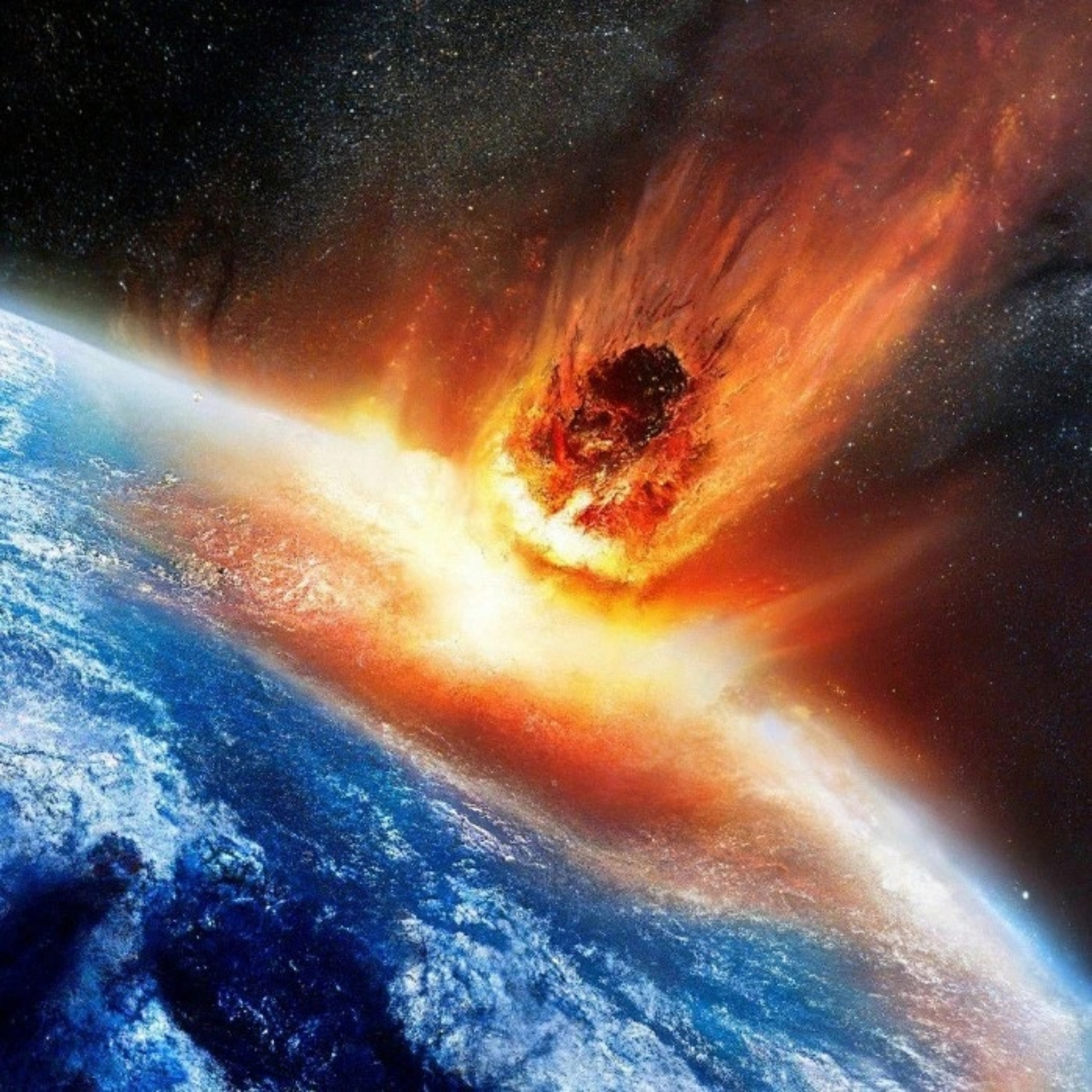 Бесплатное фото Огромный метеорит врезается в землю