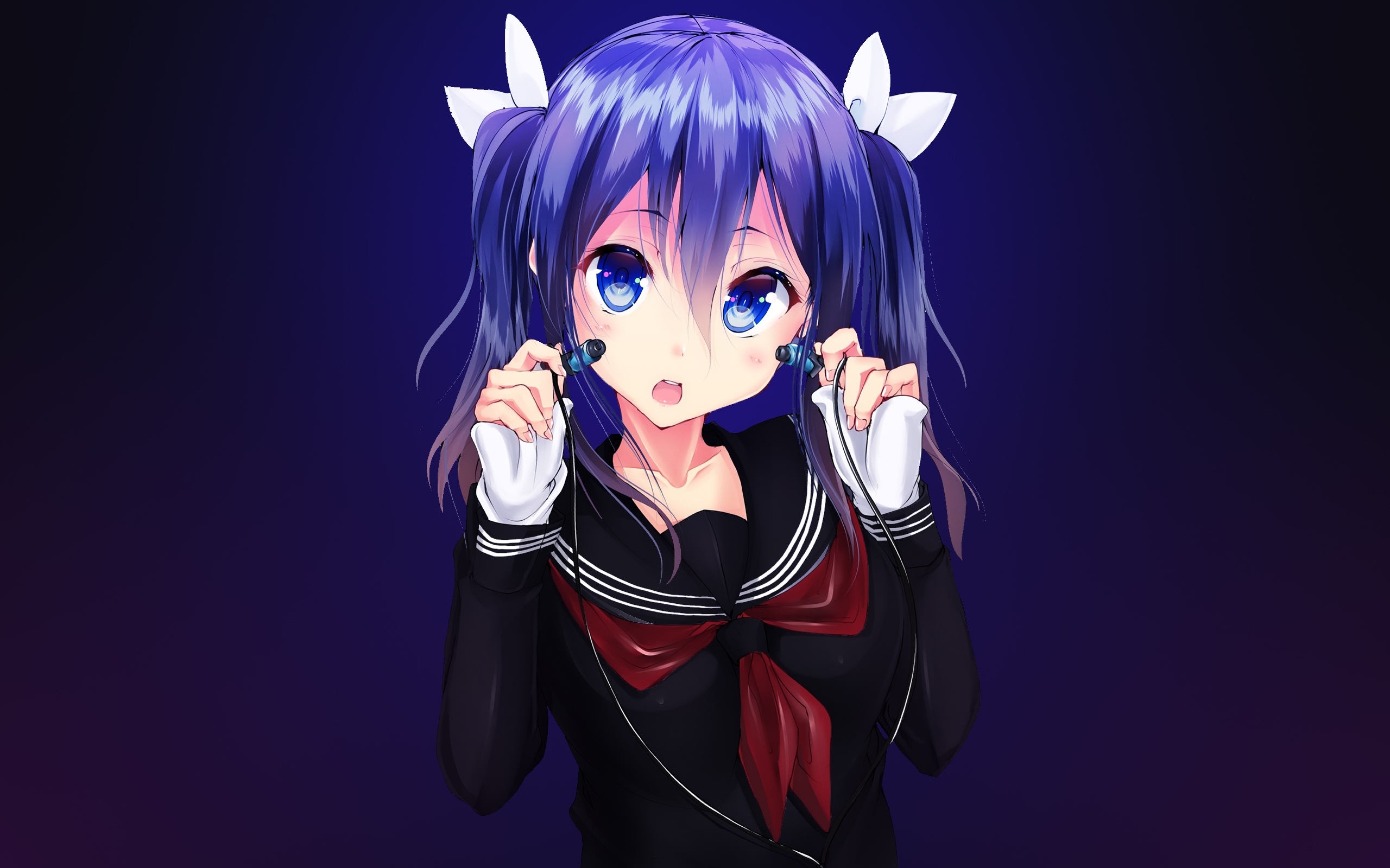 4. Anime girl with curly blue hair and headphones - wide 7