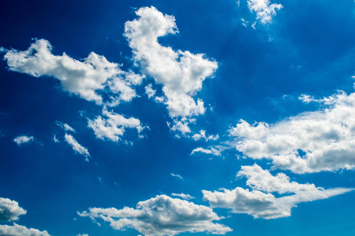 White clouds in a blue sky