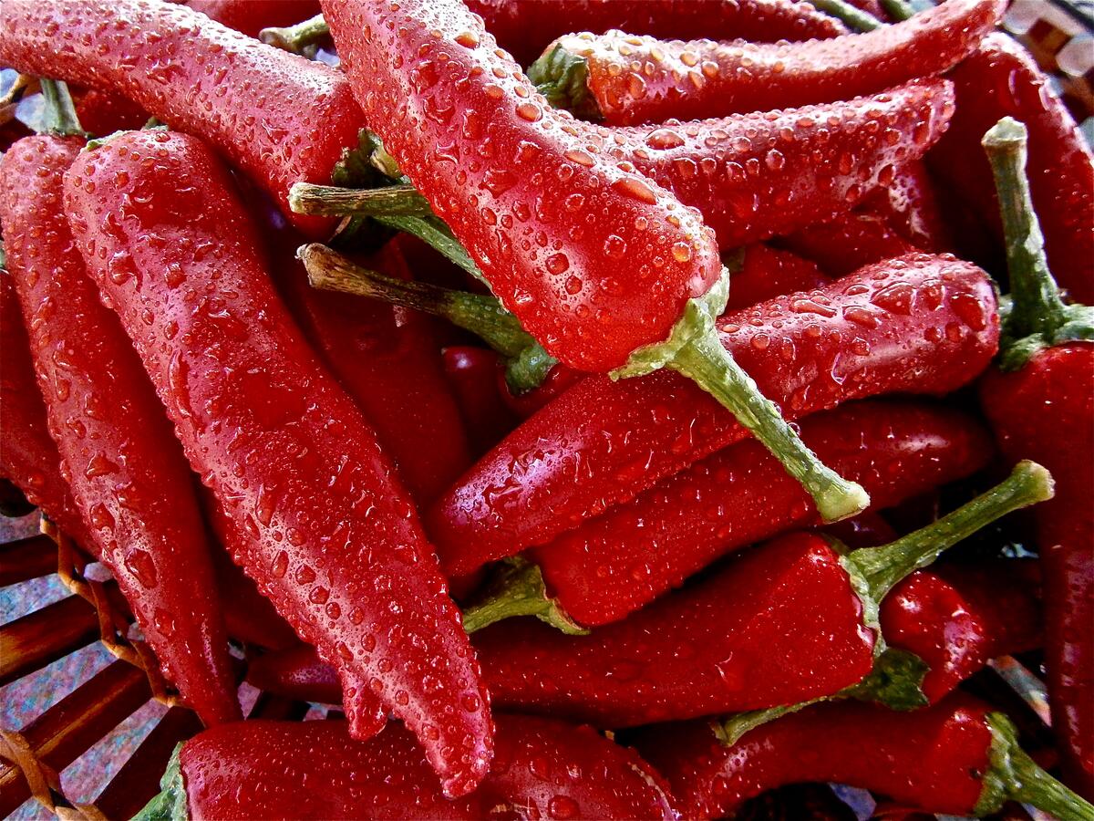 Red washed peppers