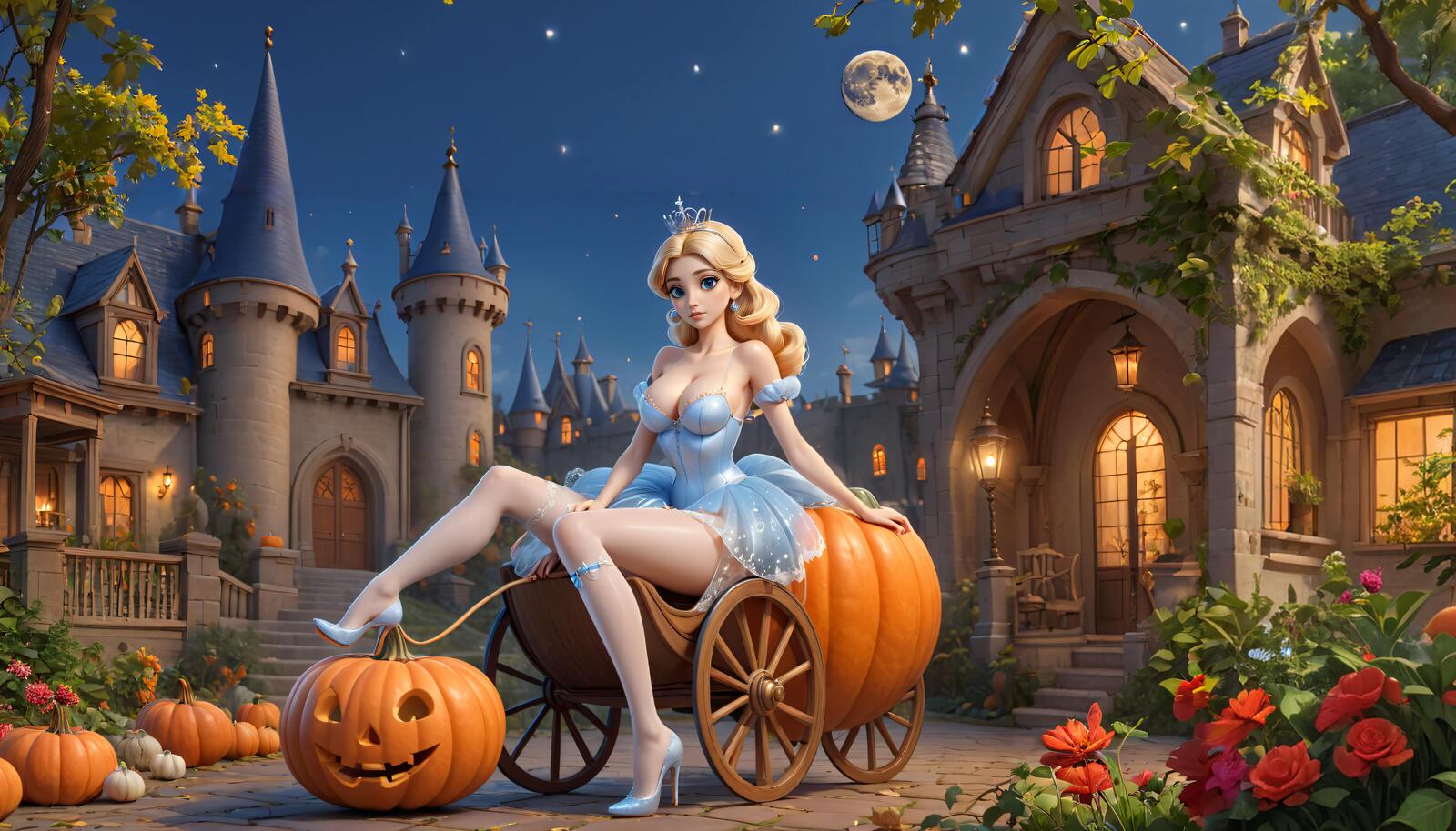Free photo Cinderella and the pumpkin.