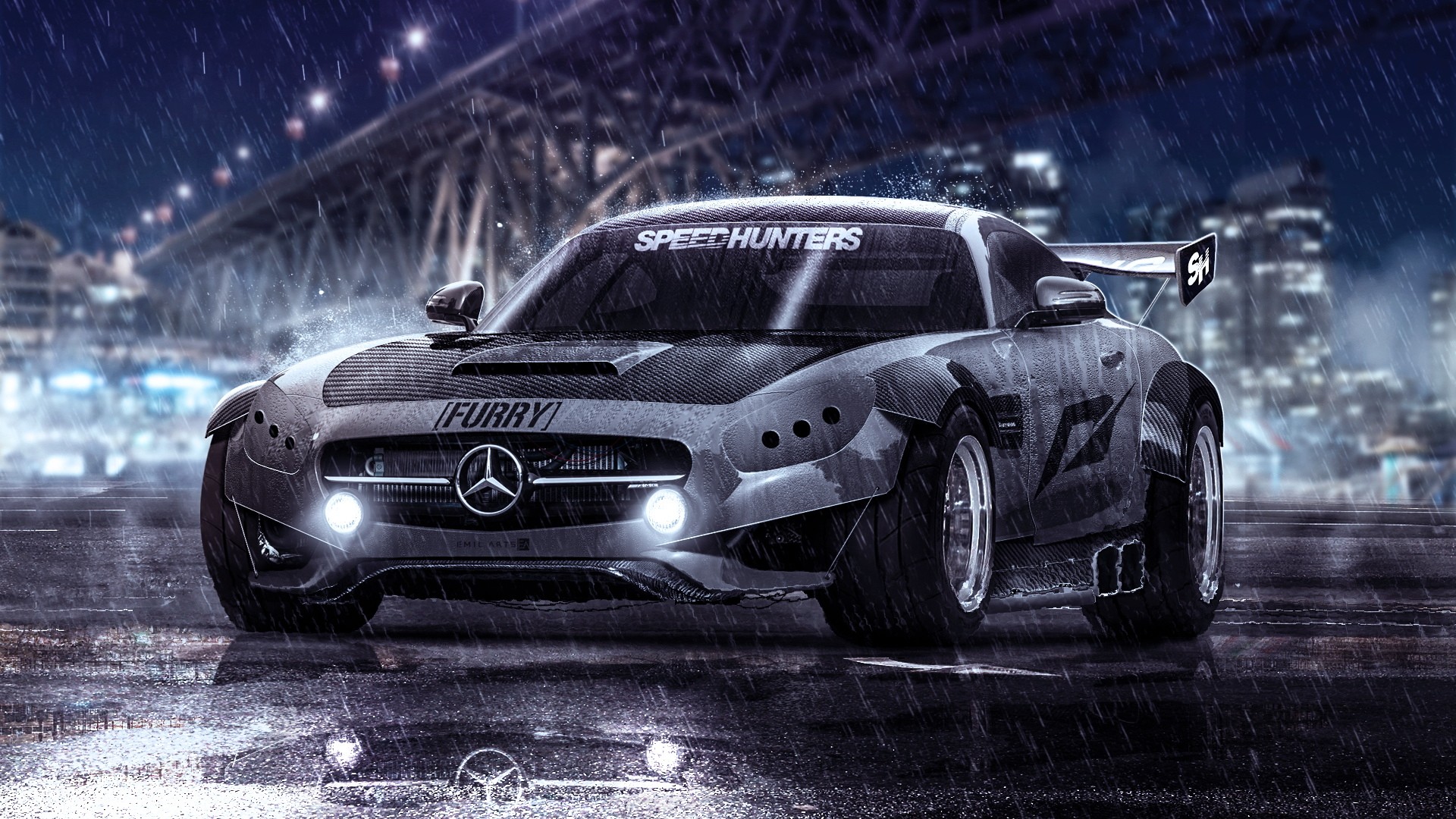 Бесплатное фото Benz SLS AMG в игре Need for Speed