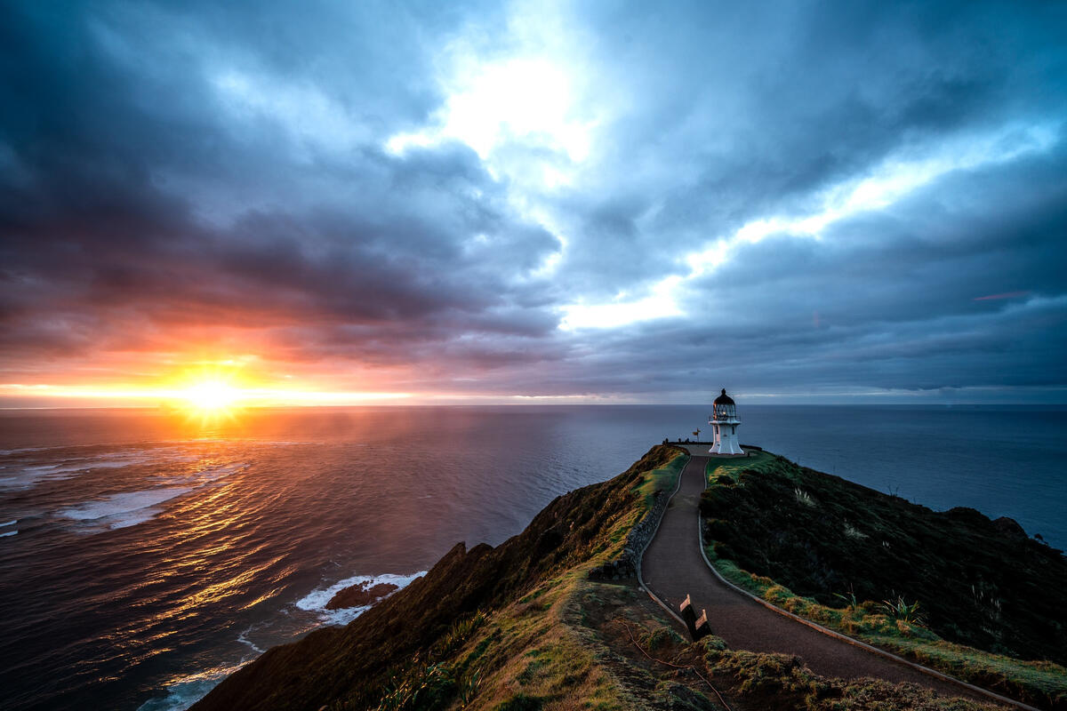 New Zealand Cape Reinga at sunset