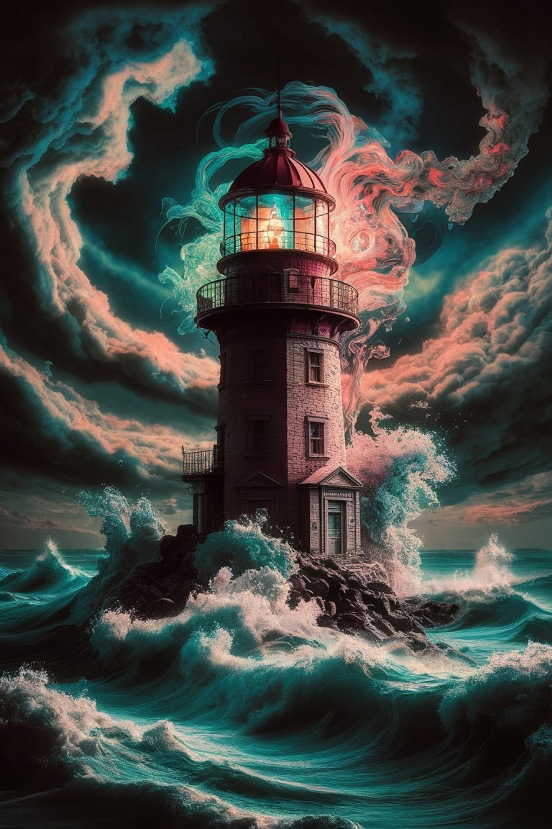 Free photo A lighthouse in a storm