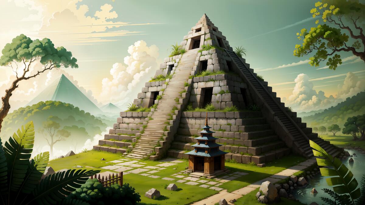 Каменная пирамида в глубине джунглей