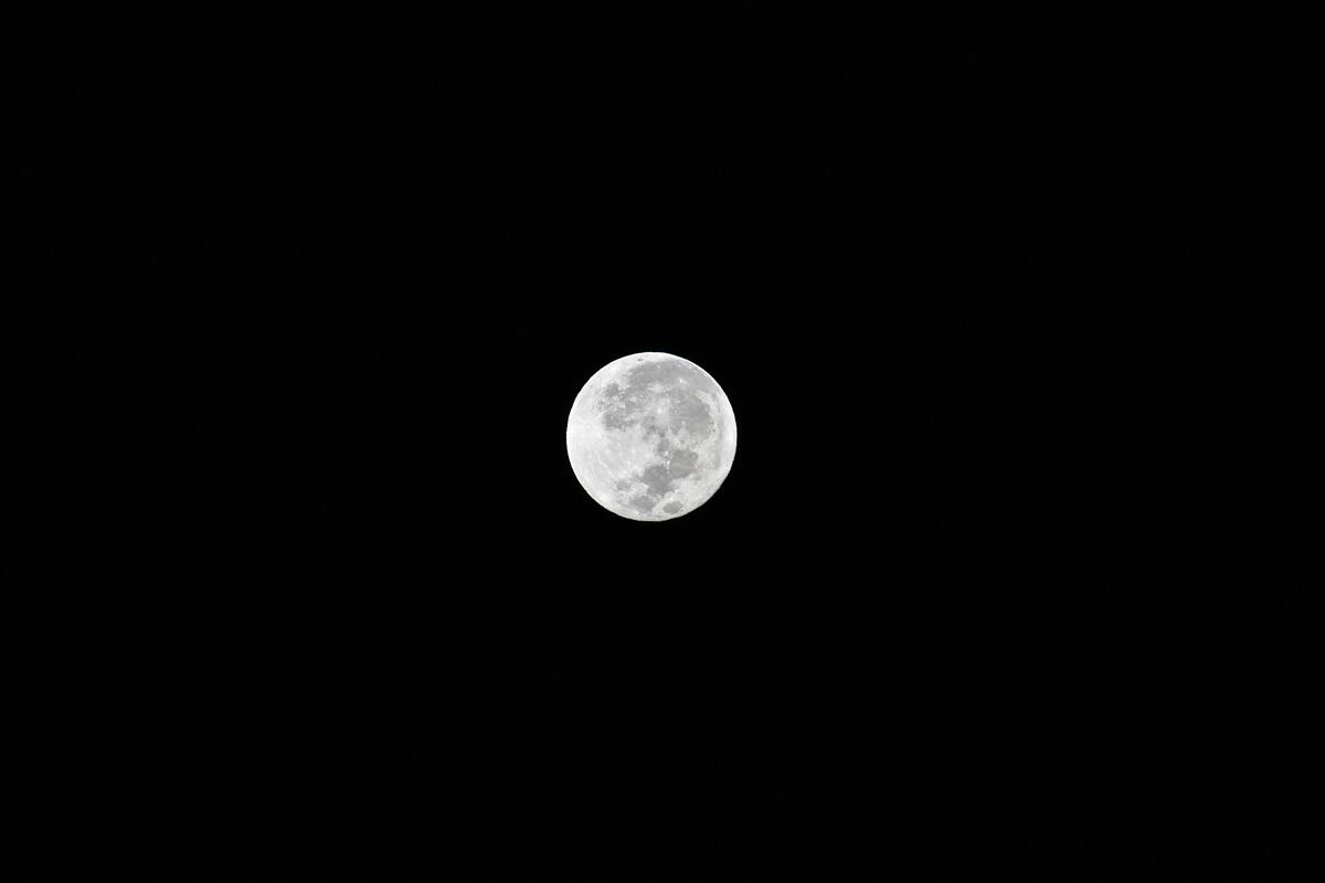 Светлая Луна на черном фоне неба