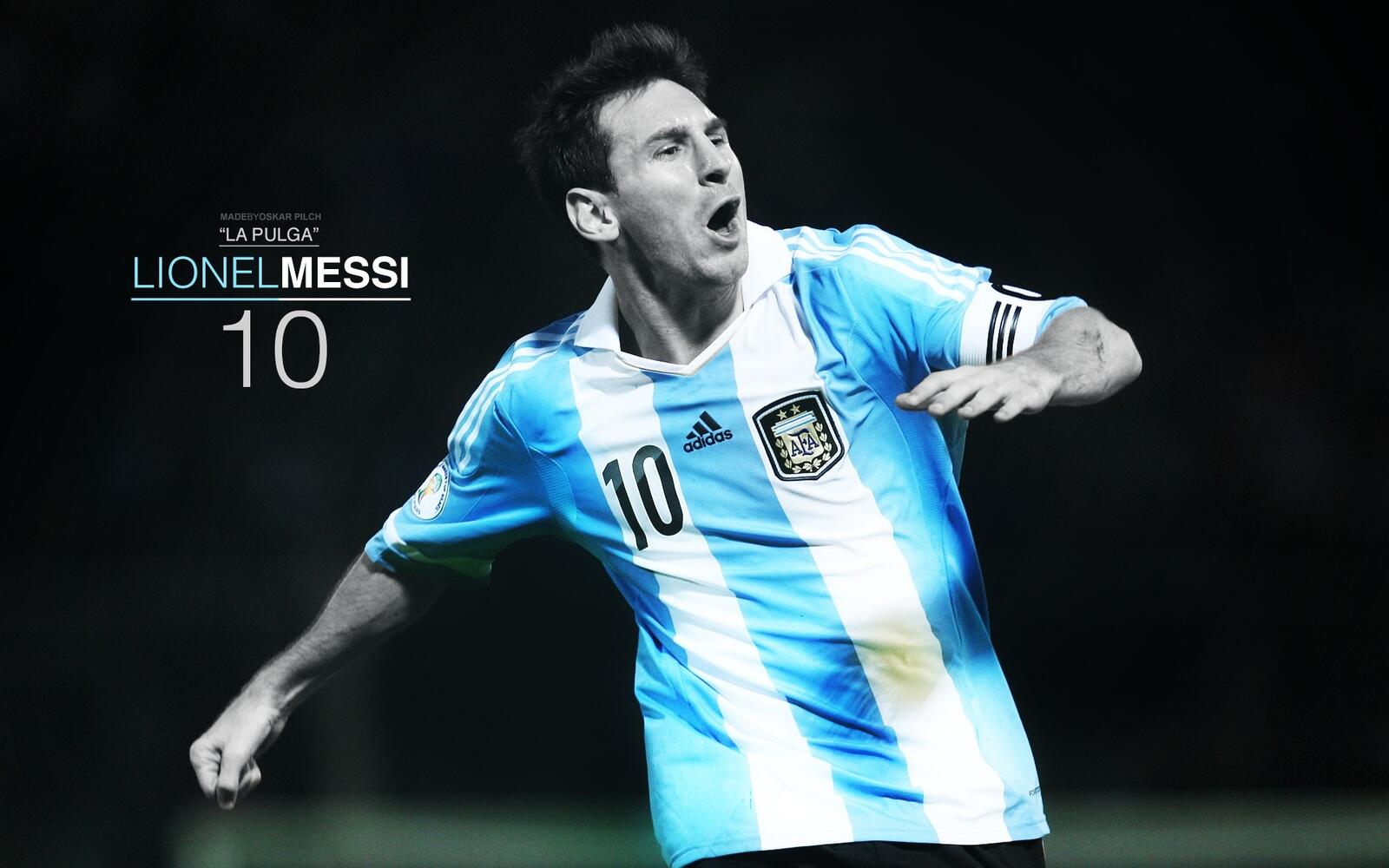 Free photo Wallpaper of Lionel Messi in a striped shirt