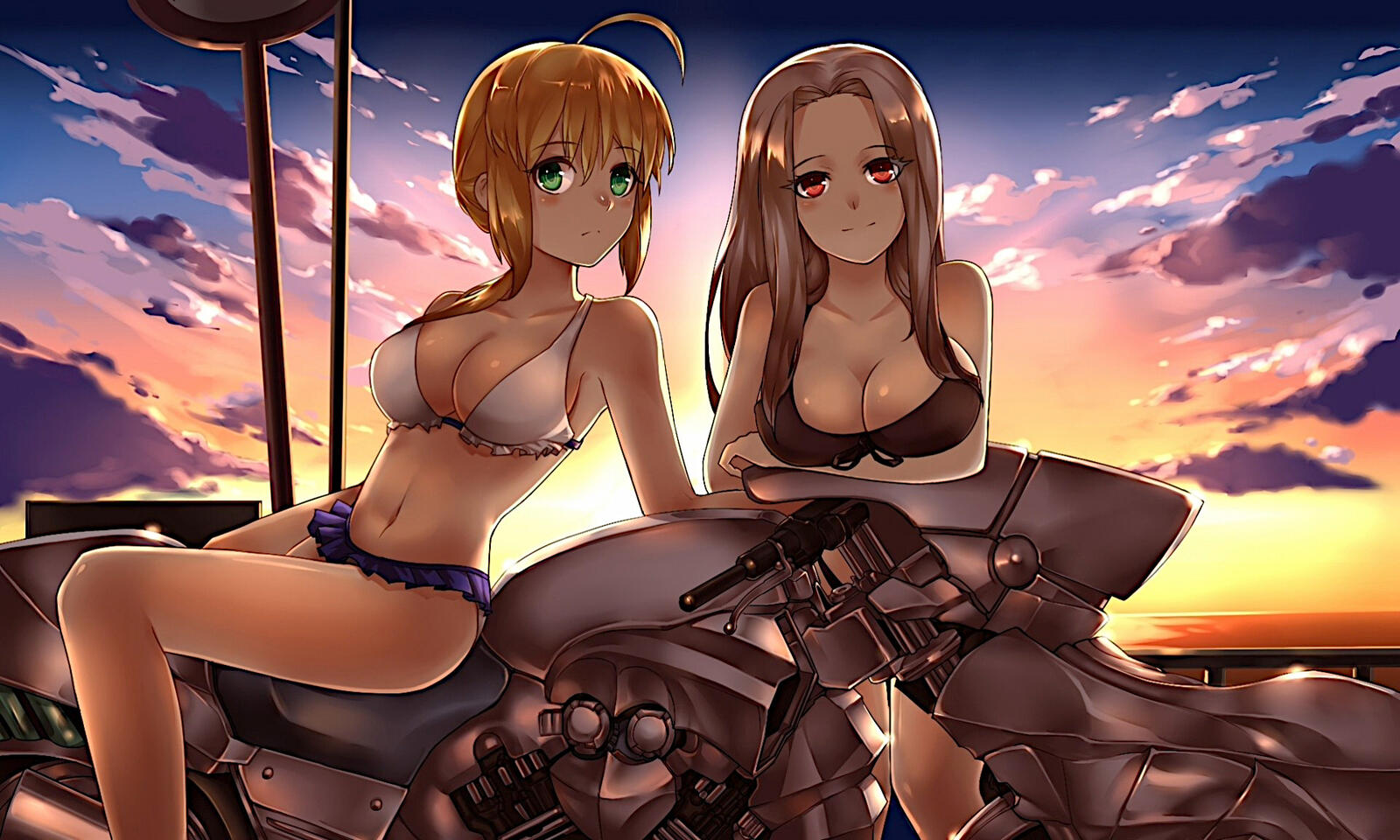 Обои аниме девушки мотоцикл на рабочий стол