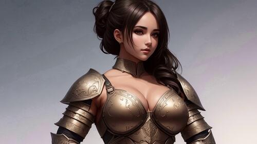 Shade girl in armor on a light background