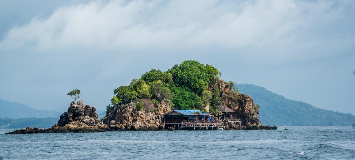 An island surrounded by the sea in Thailand